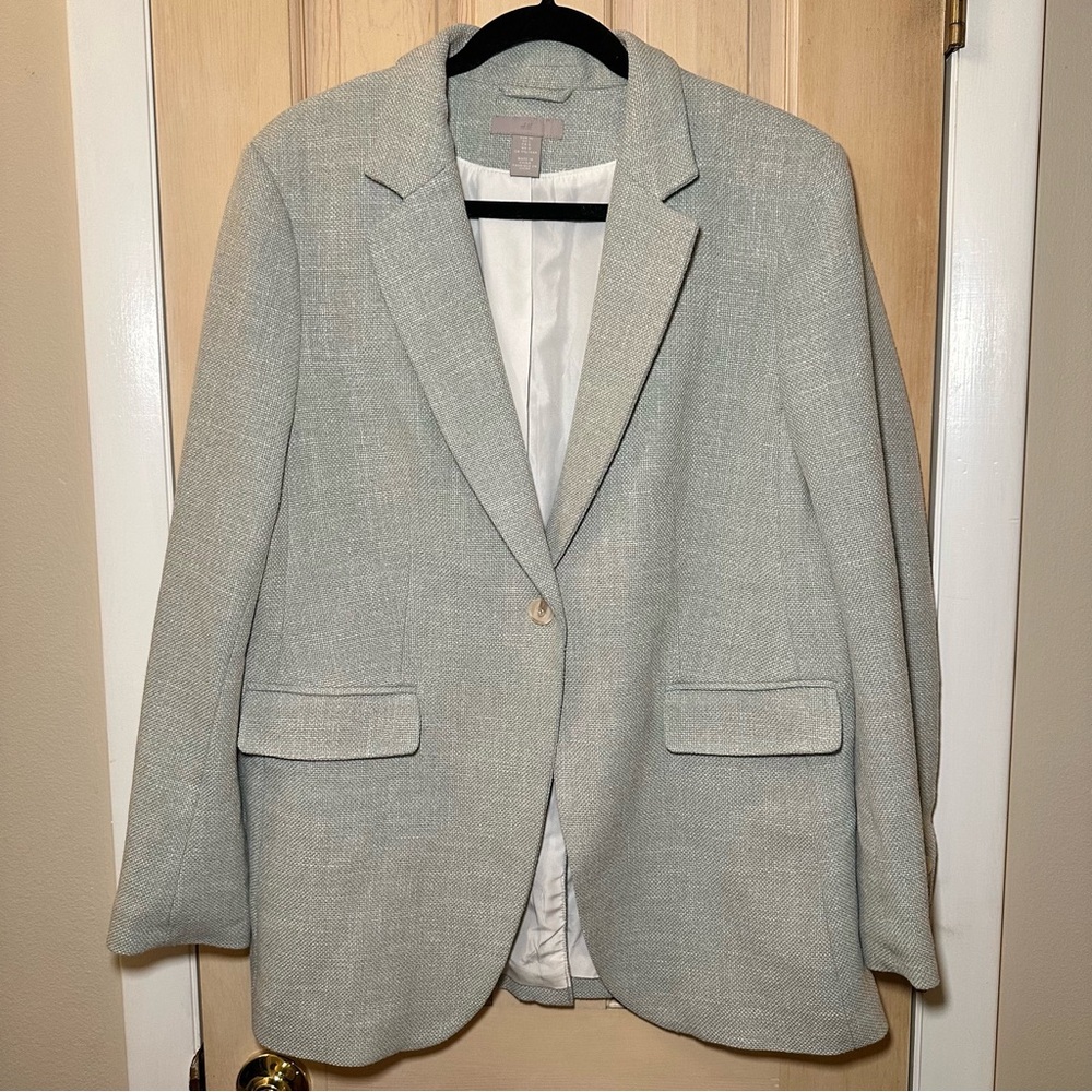 H&M Textured Mint Textured Blazer Size L EUR 46
